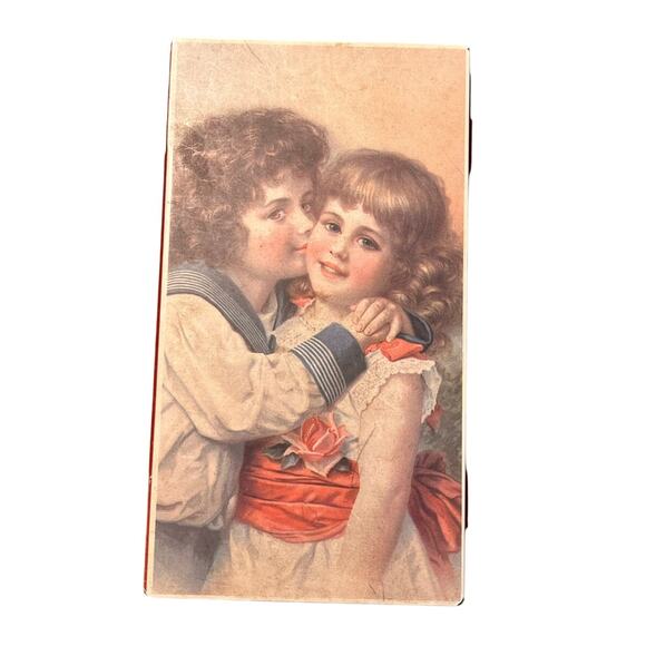 Vintage Hoffmann Swiss Made Candy Tin – Children Illustration, Red Metal Box - Picture 1 of 11